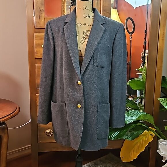 Lauren Ralph Lauren Gray Wool/Cashmere blend long jacket size 14W - Picture 1 of 13